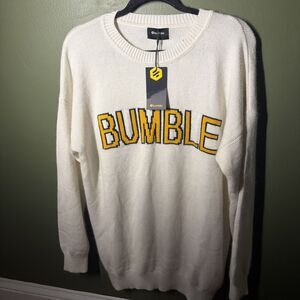 Bumble Sweatshirt Adult Crewneck Knitted Long Sleeve Sweater White Medium NWT